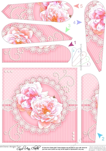 A Touch of Elegance Roses Pearls and Lace Fan Pyramage Topper