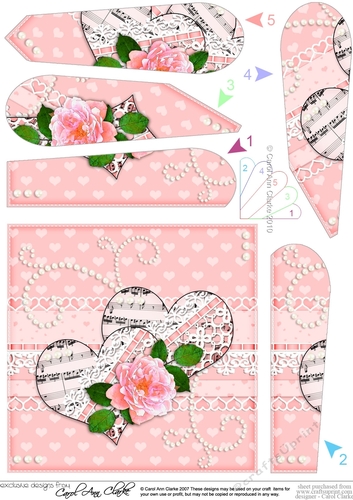 A Touch of Elegance Hearts, Roses Pearls and Lace Fan Pyramage Topper