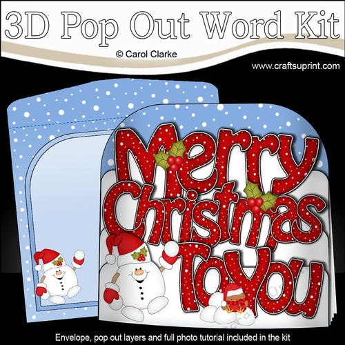3D Pop Out Christmas Word Card Kit - MERRY CHRISTMAS TO YOU  Snowball Sam