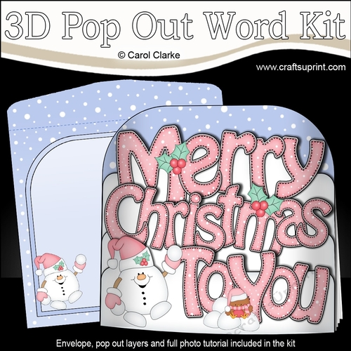 3D Pop Out Christmas Word Card Kit - MERRY CHRISTMAS TO YOU  Snowball Sam