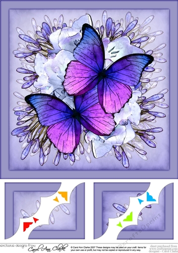 8 x 8 Butterflies & Flowers Scalloped Corner Topper 
