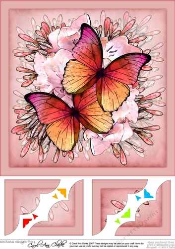 8 x 8 Butterflies & Flowers Scalloped Corner Topper 
