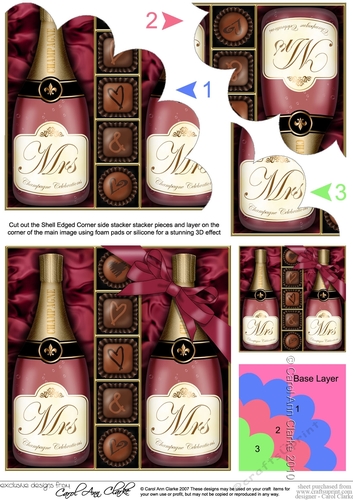 Mrs & Mrs Champers n Chocs Shell Edged Corner side stacker