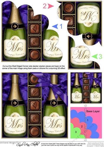 Mrs & Mrs Champers n Chocs Shell Edged Corner side stacker