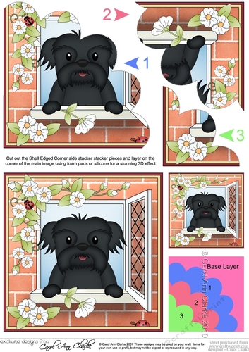 Shell Edged Corner Side Stacker - Through the Window - Cute Little Shitz Tsu Dog 