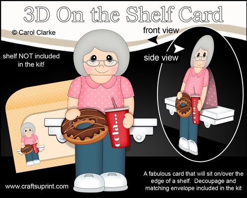 3D On the Shelf Card Kit - Old Lady Gilda has a Donut & Cola