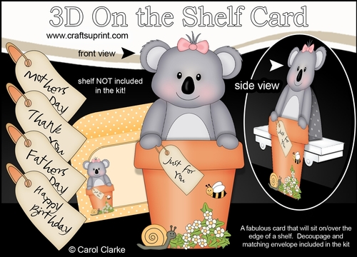 3D On the Shelf Card Kit - Flower Pot Friends Little Kaola Bear Kitkat