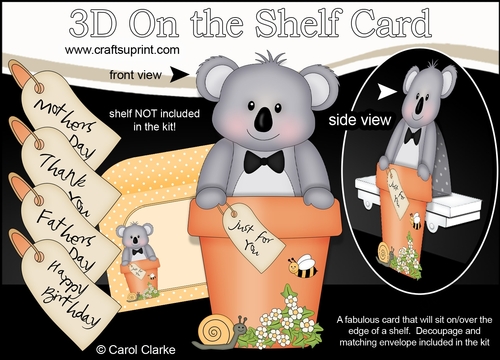 3D On the Shelf Card Kit - Flower Pot Friends Little Koala Bear Kookie