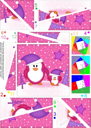 Cute Christmas Penguins Felties Twisted Spiral Side Stacker