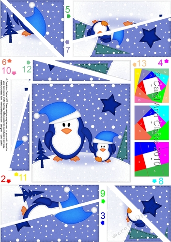Cute Christmas Penguins Felties Twisted Spiral Side Stacker