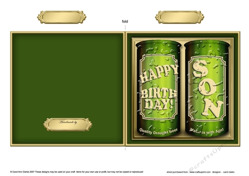 Happy Birthday SON Beer Cans Cut and Fold Card  