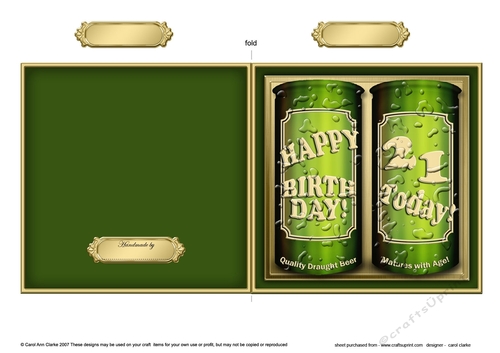 Happy Birthday 21 TODAY! Beer Cans Cut and Fold Card  