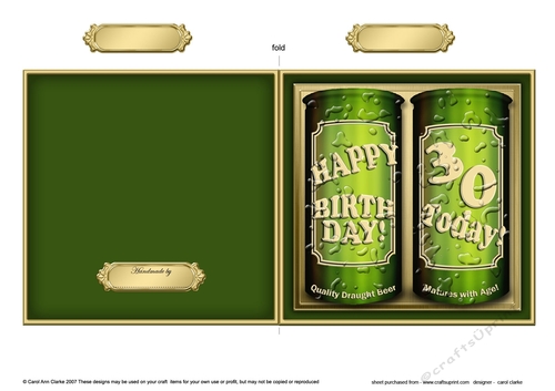 Happy Birthday 30 TODAY! Beer Cans Cut and Fold Card  