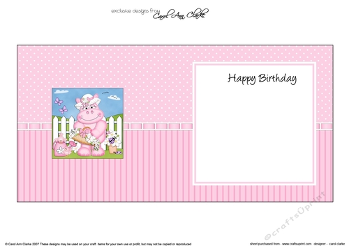 Hilda Hippo has a basket of Pretty Flowers square landscape insert