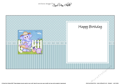Lola Elephant has a basket of Pretty Flowers square landscape insert