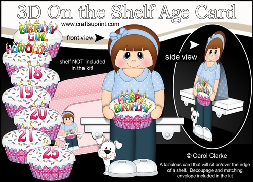3D On the Shelf Card Kit - Young Lady Leisha is the Birthday Girl with ages 18 - 25 age Birthday Cake Decoupage