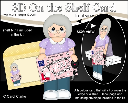 3D On the Shelf Card Kit - Cathie has passed her Driving Test!