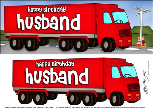 Large DL Happy Birthday HUSBAND HGV Lorry 3D decoupage