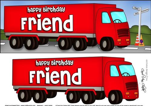Large DL Happy Birthday FRIEND HGV Lorry 3D decoupage