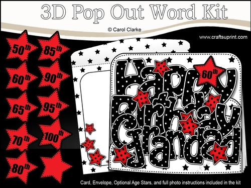 3D Happy Birthday GRANDAD Stars with Ages 50 to 100 Pop Out Word Card 