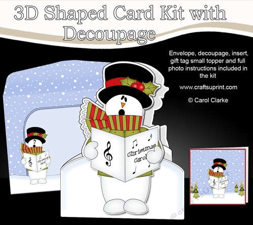 3D Shaped Christmas Card Kit  - Snowman Rio is Carol singing