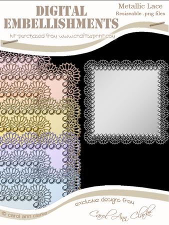 10 Square Metallic Lace Doilies Digital Embellishments