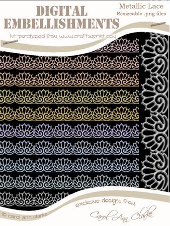 Pretty Metallic Lace Borders Digital Embellishments