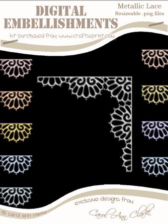 Pretty Metallic Lace Corners Digital Embellishments