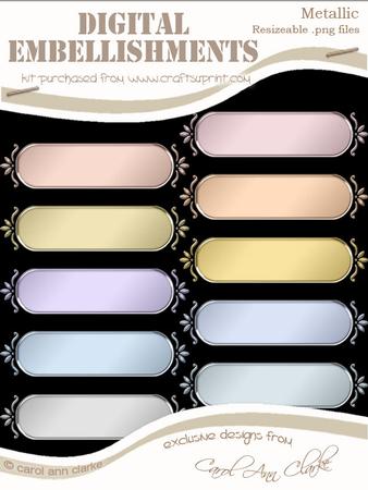 Fancy Metallic Text Plates Digital Embellishments