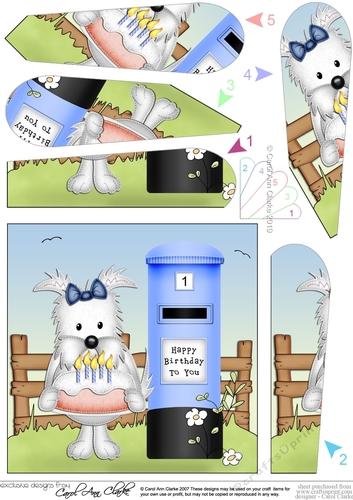 Jock Westie Dog has a Birthday Cake Fan Pyramage Topper