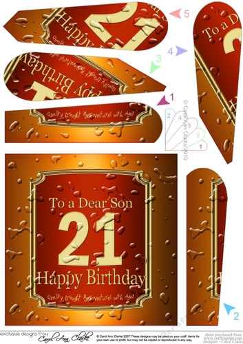 21st Birthday SON Beer Label Fan Pyramage Topper