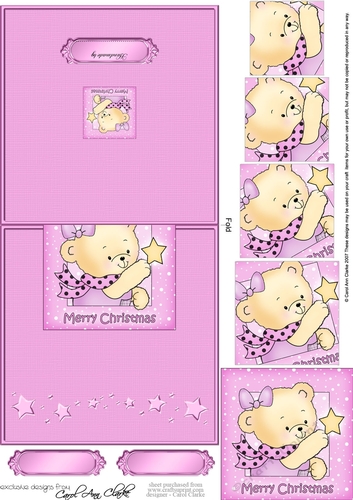 Hunney Bear Rosie has a Christmas Star - No-Hole Easy Over the Edge Card & Spiral Pyramid Topper