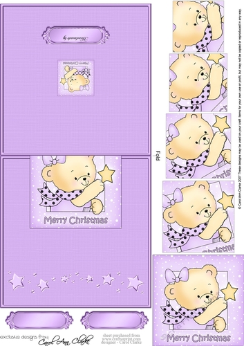 Hunney Bear Rosie has a Christmas Star - No-Hole Easy Over the Edge Card & Spiral Pyramid Topper
