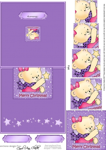 Hunney Bear Rosie has a Christmas Star - No-Hole Easy Over the Edge Card & Spiral Pyramid Topper