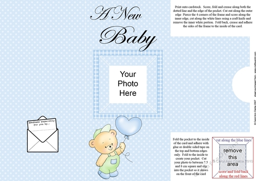 Add a Photo New Baby Card with easy fold frame