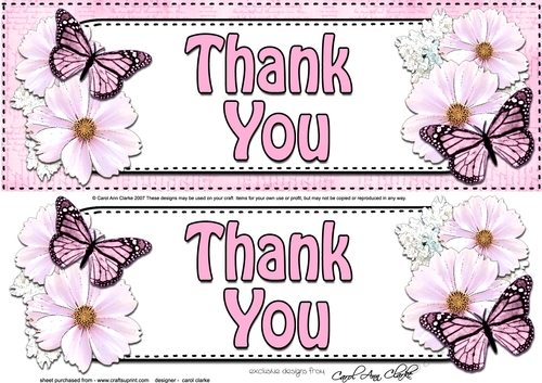 Large DL THANK YOU Floral Butterflies 3D decoupage