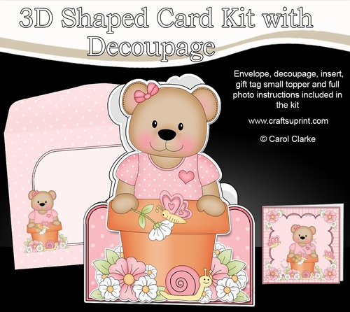 3D Shaped Card  Kit - Flowerpot Friends - Cute Little Livvy Bear