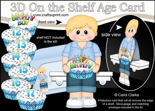 3D On the Shelf Card Kit - Little Teen Marlin is the Birthday Boy with ages 12 - 17 age Birthday Cake Decoupage