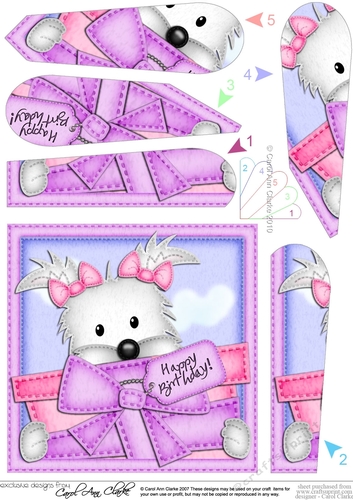 Jess Westie Dog has a Birthday Present Fan Pyramage Topper