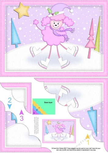 A5 Christmas Bon Bon Poodle Scallop Corner Topper