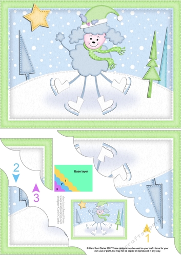 A5 Christmas Bon Bon Poodle Scallop Corner Topper