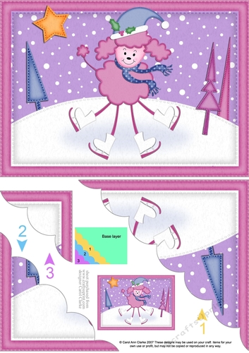 A5 Christmas Bon Bon Poodle Scallop Corner Topper