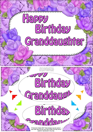 A5 Happy Birthday GRANDDAUGHTER Time for Roses Scallop Corners & Pyramage
