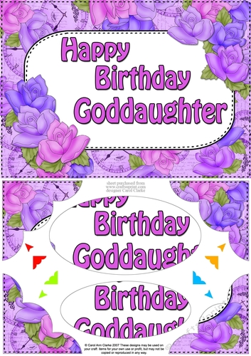 A5 Happy Birthday GODDAUGHTER Time for Roses Scallop Corners & Pyramage