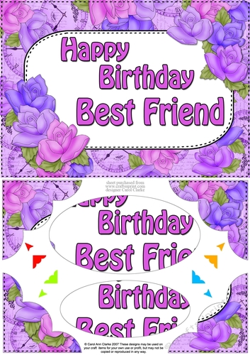 A5 Happy Birthday BEST FRIEND Time for Roses Scallop Corners & Pyramage