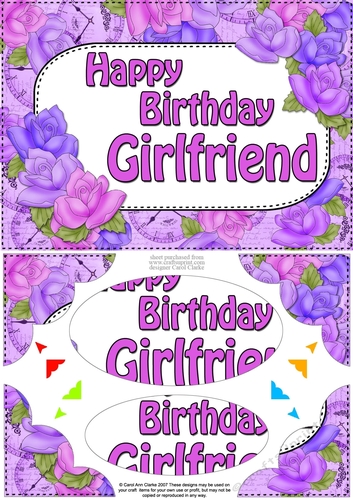 A5 Happy Birthday GIRLFRIEND Time for Roses Scallop Corners & Pyramage