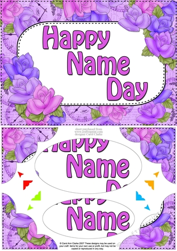 A5 HAPPY NAME DAY Time for Roses Scallop Corners & Pyramage