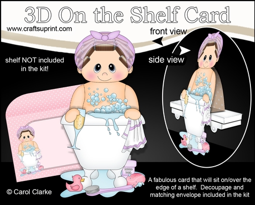 3D On the Shelf Card Kit - Bathtub Buddies - Young Lady Renee has a Bubble Bath
