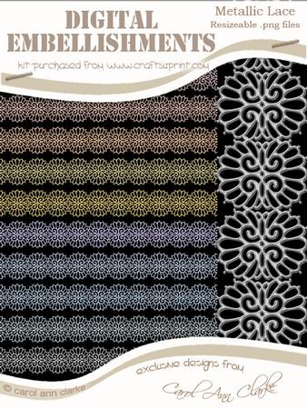 Pretty Metallic Lace Borders Digital Embellishments