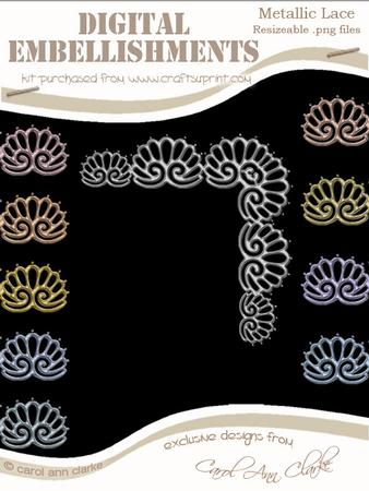 Pretty Metallic Lace Corners Digital Embellishments